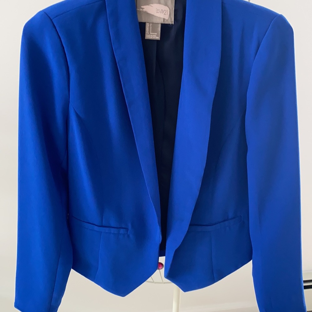 Forever 21 Blue Power Blazer w/ Zippers - Picture 2 of 8